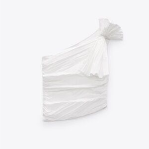 White one shoulder bow top